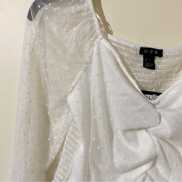 Lot of 3 U2B Urban Basic Polka Dot Sheer Long Sleeve Cropped Top Size L - Picture 11 of 15